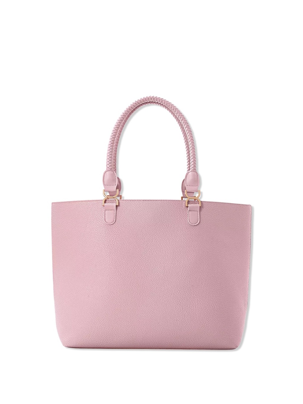 NWT Ulta Beauty Pink Leather Tote Bag with Braided Handles